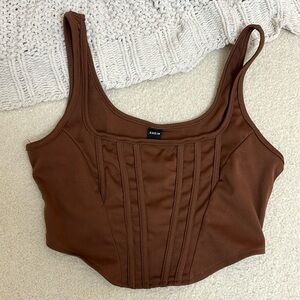 Brown corset crop top